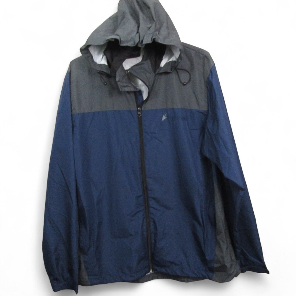 Frogg Toggs Mens Jacket S /M Navy Gray Hooded Lightweight Water Resistant